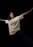 BEIGE BUTTERFLY OVERSIZED TEE